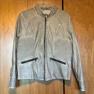BKE Women's Gray Leather Jacket